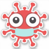 Rotes Virus mit Gesichtsmaske Aufkleber (Vorderseite)