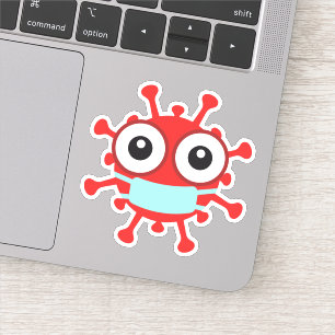 Rotes Virus mit Gesichtsmaske Aufkleber