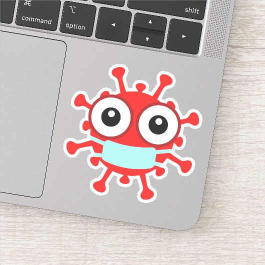 Rotes Virus mit Gesichtsmaske Aufkleber (Detail)