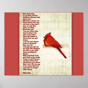 Rotes Vogelgedichtplakat Poster