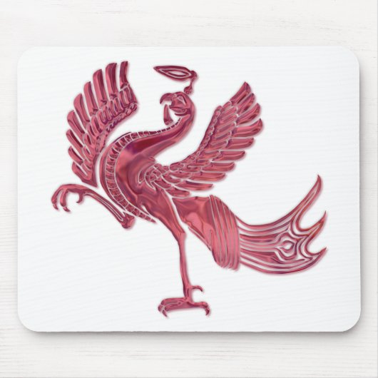 Rotes Vogelglas Mousepad (Vorne)