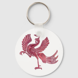 Rotes Vogelglas Schlüsselanhänger