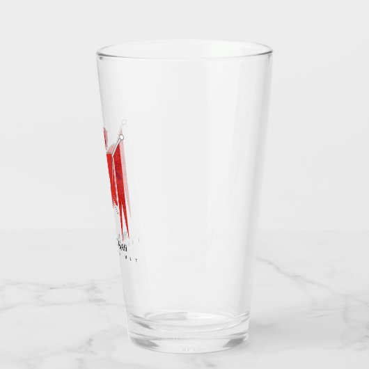 Rotes Volllogos Pint-Glas Glas (Links)