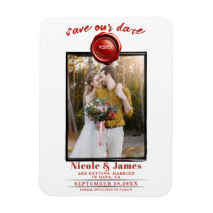 Rotes Wachssiegel Foto Hochzeit Terminankündigung Magnet