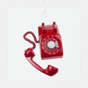 Rotes Wählscheibentelefon Ornament Aus Metall