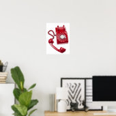 Rotes Wählscheibentelefon Poster (Heimbüro)