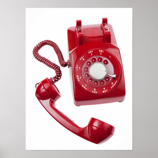 Rotes Wählscheibentelefon Poster (Vorne)