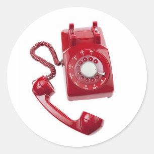Rotes Wählscheibentelefon Runder Aufkleber