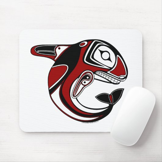 Rotes Wal-Totem Mousepad (Mit Mouse)