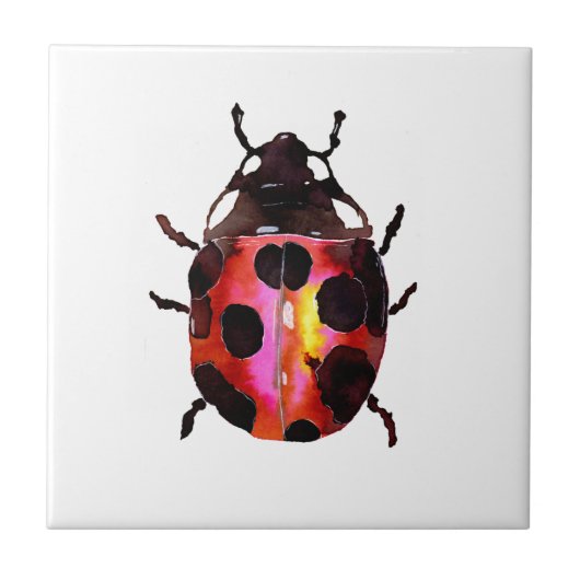 Rotes Wasser Ladybug Fliese (Vorderseite)