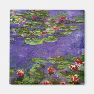 Rotes Wasser-Lilien durch Claude Monet Magnet