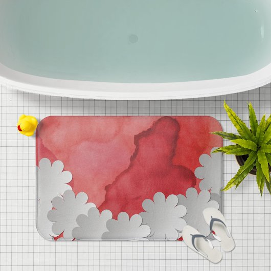 Rotes Wasser und weiße Blume Badematte