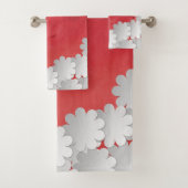 Rotes Wasser und weiße Blume Badhandtuch Set (Insitu)