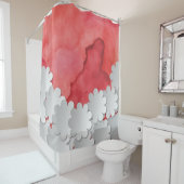 Rotes Wasser und weiße Blume Duschvorhang (Beispiel)