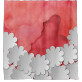 Rotes Wasser und weiße Blume Duschvorhang (Vorderseite)