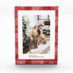 Rotes Wasserfarbe-Karorustikales Weihnachten Fotoblock