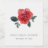 ROTES WASSERFARBEN GRÜNES ROSE FLORAL BRAUTPARTY WEINETIKETT (Einzelnes Label)
