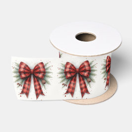 Rotes Wasserfarben-Weihnachtsband Satinband