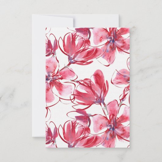 Rotes Wasserfarbenbllossom RSVP Karte (Rückseite)