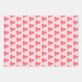 Rotes Wasserfarbenherz, rosa Punkte, weiß Geschenkpapier Set (Vorderseite)