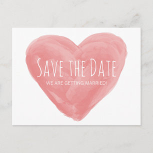 Rotes Wasserfarbenherz Save the Date Postkarte