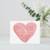 Rotes Wasserfarbenherz Save the Date Postkarte (Stehend Vorderseite)