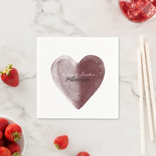 Rotes Wasserfarbenherz Serviette (Beispiel)