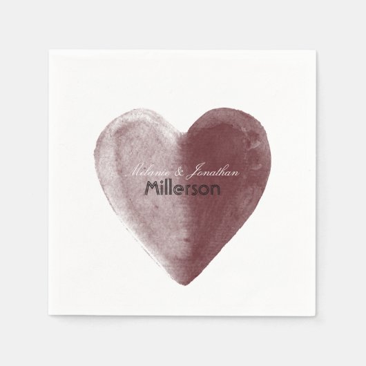 Rotes Wasserfarbenherz Serviette (Vorderseite)