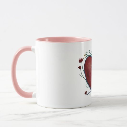 Rotes Watercolor-Herz-kundenspezifische Tasse (Links)