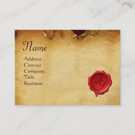 ROTES WAX-SIEGEL ANTIQUE-PARCHMENT Monogramm Visitenkarte