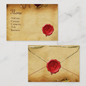 ROTES WAX-SIEGEL ANTIQUE-PARCHMENT Monogramm Visitenkarte (Vorne/Hinten)