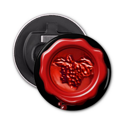ROTES WAX-SIEGEL MIT GRAPEN FLASCHENÖFFNER (Vorderseite)