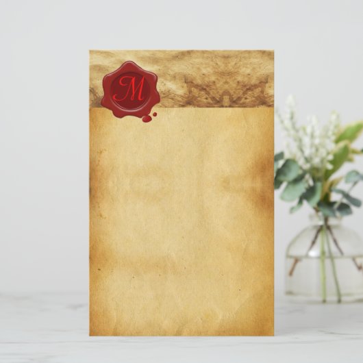 ROTES WAX SIEGEL PARCHMON BRIEFPAPIER (Stehend Vorderseite)
