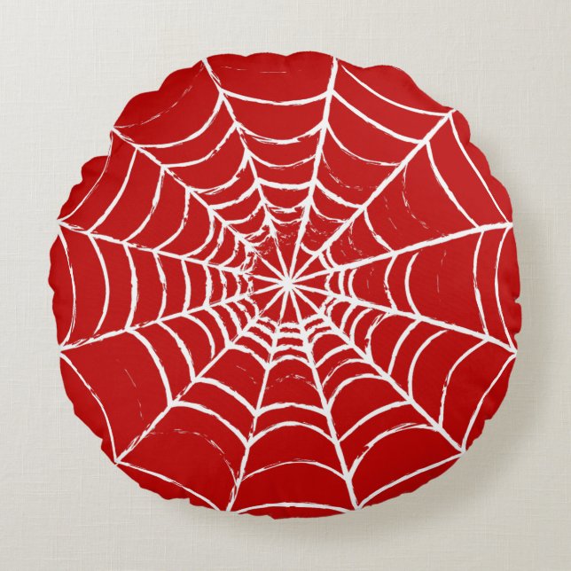 Rotes Web Rundes Kissen (Vorderseite)