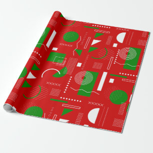 rotes Weihnachten Memphis vintage geometrisch 1990 Geschenkpapier
