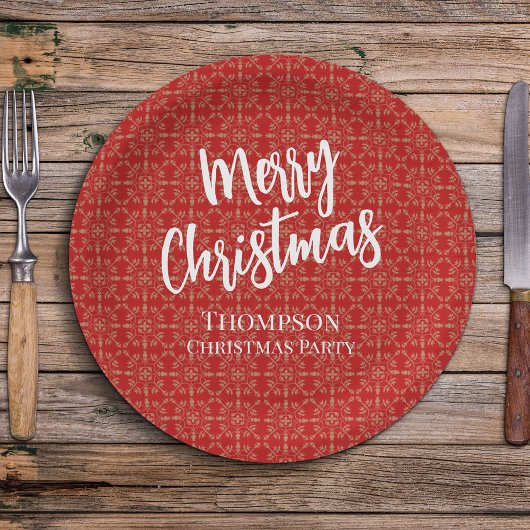 Rotes Weihnachten Traditionelles Einfaches Elegant Pappteller