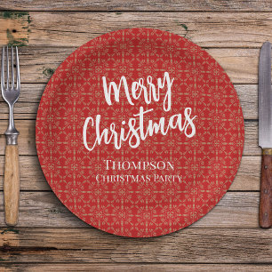 Rotes Weihnachten Traditionelles Einfaches Elegant Pappteller