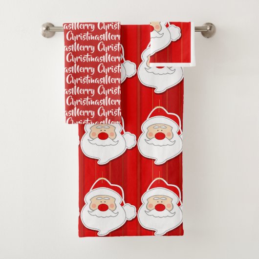 Rotes Weihnachts-Badehandtuch-Set mit Santa Claus Badhandtuch Set (Insitu)