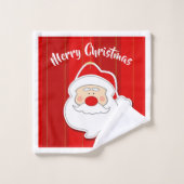Rotes Weihnachts-Badehandtuch-Set mit Santa Claus Badhandtuch Set (Waschlappen)