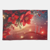 Rotes Weihnachts-Blumen-Küchenhandtuch Geschirrtuch (Horizontal)