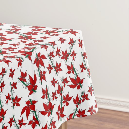 Rotes Weihnachts-Blumenmuster mit Weihnachtsstern Tischdecke (Beispiel)