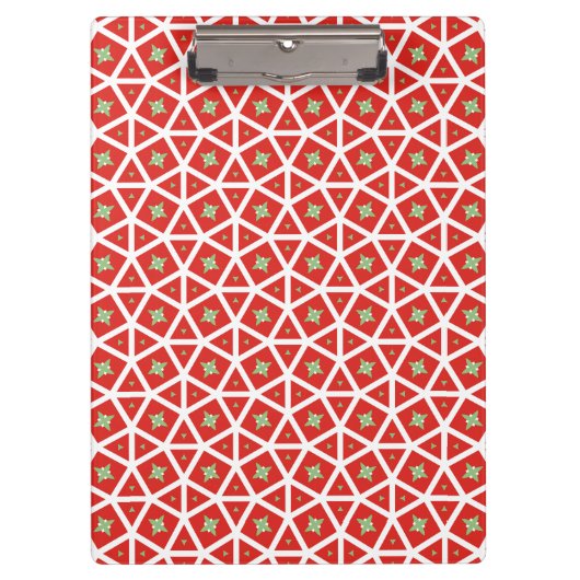 Rotes Weihnachts-Geometrisches Stern-Design Klemmbrett (Vorderseite)