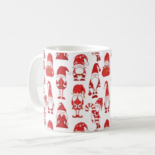 Rotes Weihnachts-Gnom-Charakter-Muster Kaffeetasse (Vorderseite Links)