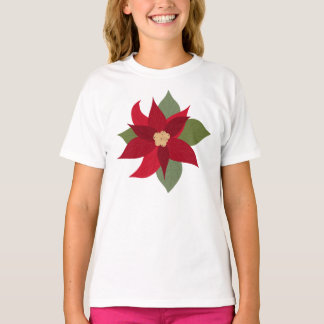 Rotes Weihnachts-Poinsettia-Kinder-T-Shirt T-Shirt