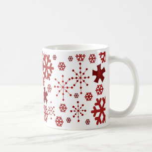 Rotes Weihnachts-Schneeflocken-Design Kaffeetasse