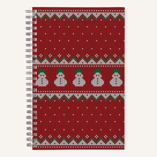 Rotes Weihnachts-Strick-Apfel-Muster | Winterurlau Notizblock (Vorderseite)