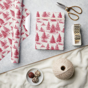Rotes Weihnachts-Toile Geschenkpapier