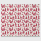 Rotes Weihnachts-Toile Geschenkpapier (Flach)