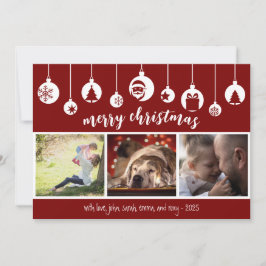 Rotes Weihnachtsanhänger-Foto Feiertagskarte