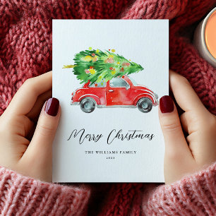 Rotes Weihnachtsauto-Feiertagskarte Feiertagskarte